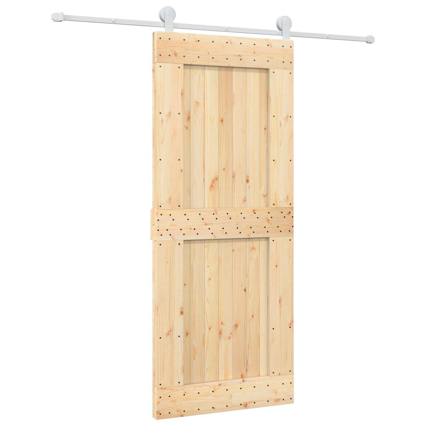 vidaXL Sliding Door Natural and White 85 x 210 cm Solid Pine Wood