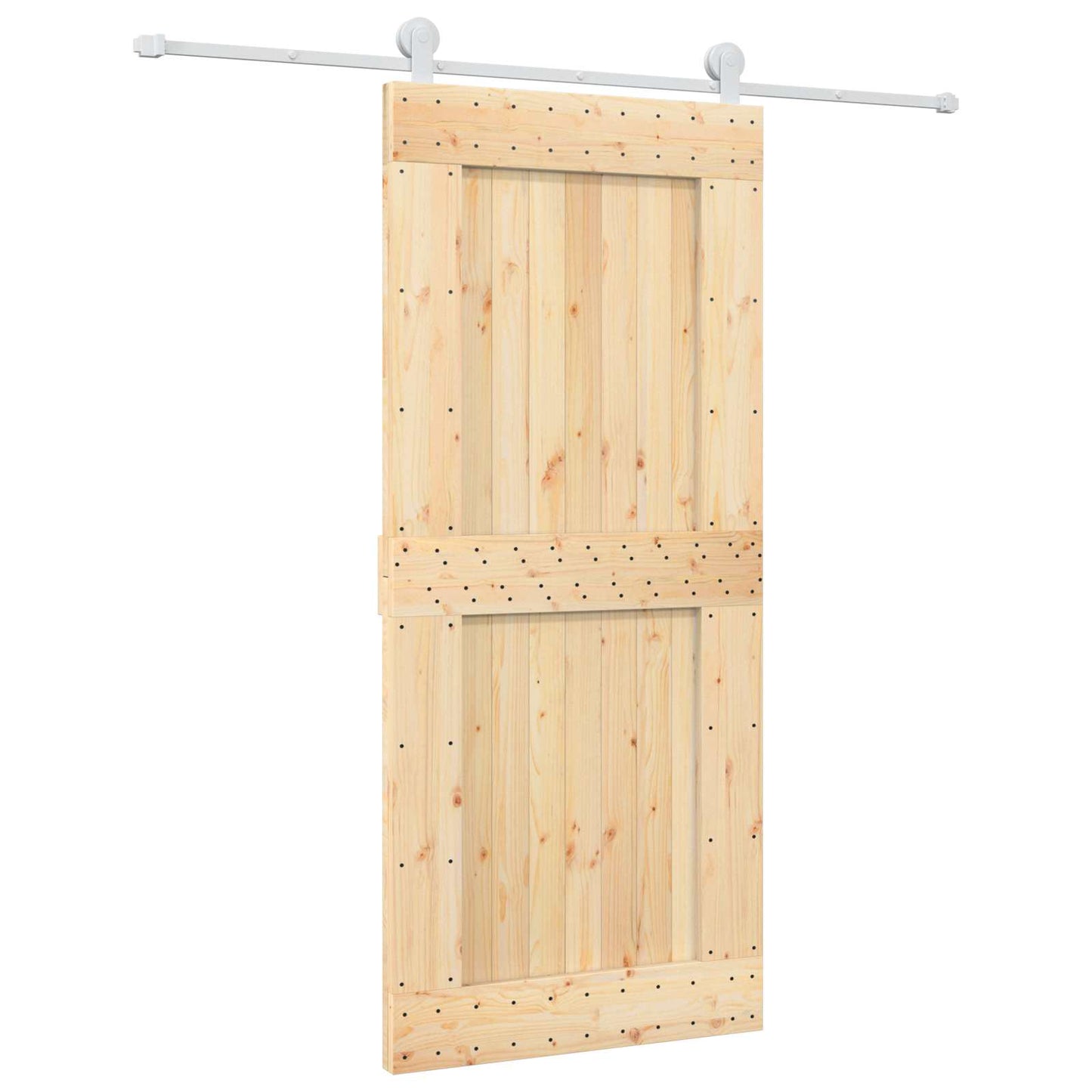 vidaXL Sliding Door Natural and White 90 x 210 cm Solid Pine Wood