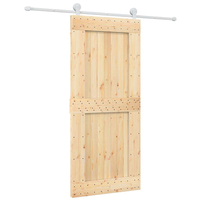 vidaXL Sliding Door Natural and White 90 x 210 cm Solid Pine Wood