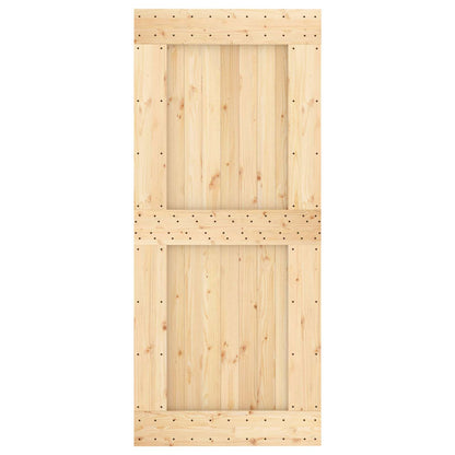 vidaXL Sliding Door Natural and White 90 x 210 cm Solid Pine Wood