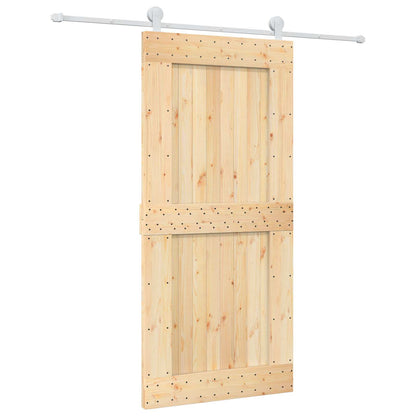 vidaXL Sliding Door Natural and White 95 x 210 cm Solid Pine Wood