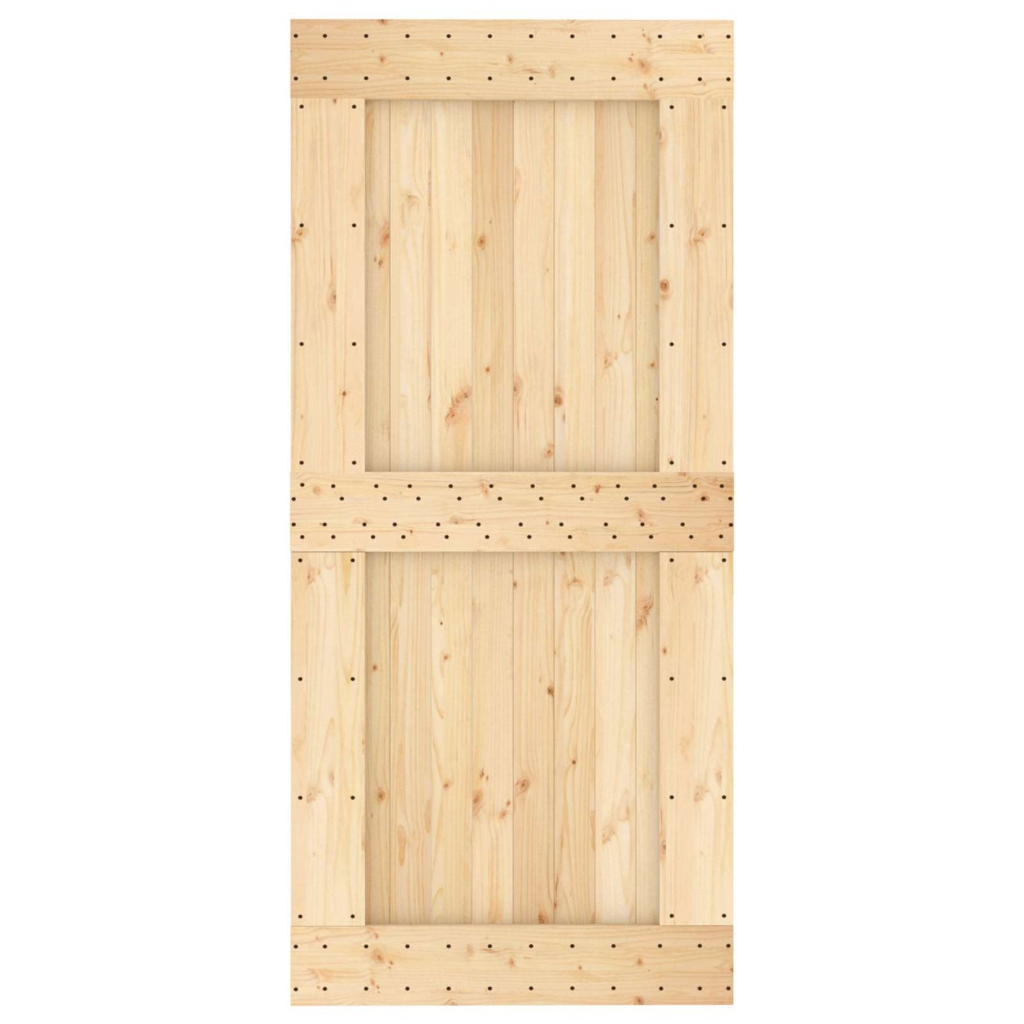 vidaXL Sliding Door Natural and White 95 x 210 cm Solid Pine Wood