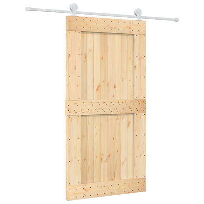 vidaXL Sliding Door Natural and White Solid Pine Wood (Untreated)