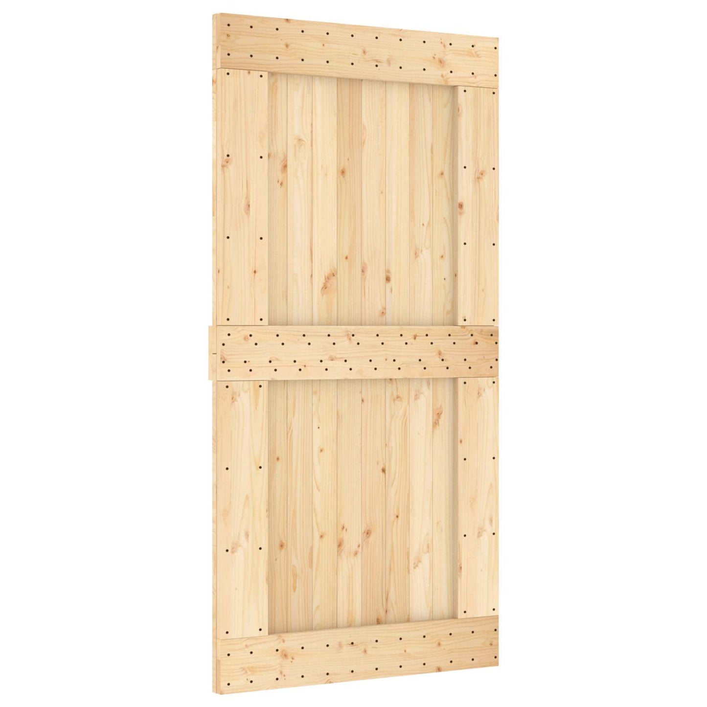 vidaXL Sliding Door Natural and White Solid Pine Wood (Untreated)