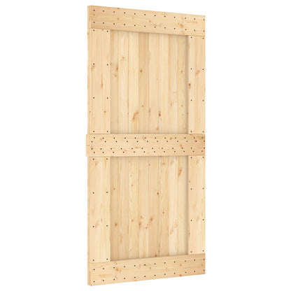 vidaXL Sliding Door Natural and White Solid Pine Wood (Untreated)