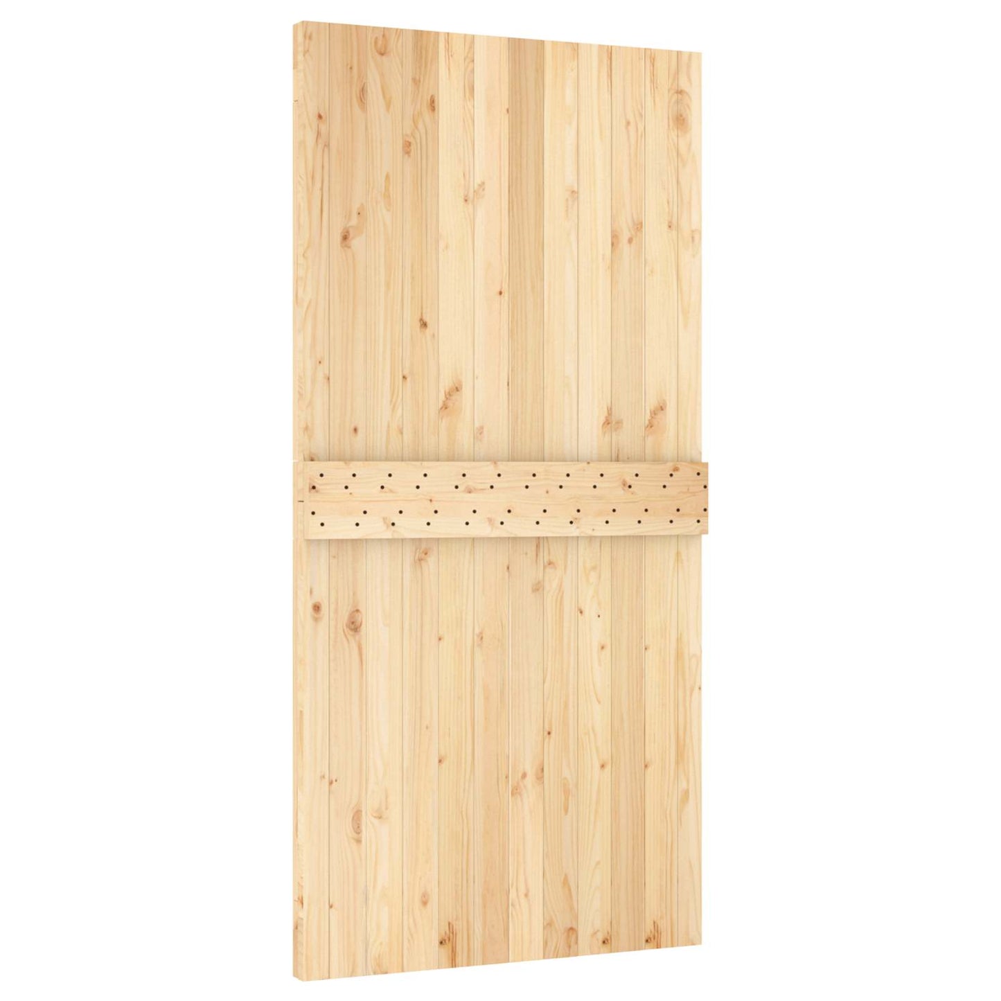 vidaXL Sliding Door Natural and White Solid Pine Wood (Untreated)