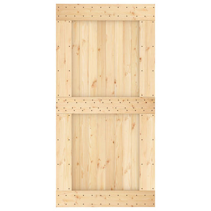 vidaXL Sliding Door Natural and White Solid Pine Wood (Untreated)