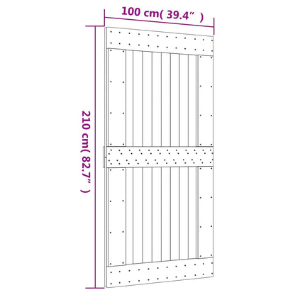 vidaXL Sliding Door Natural and White Solid Pine Wood (Untreated)