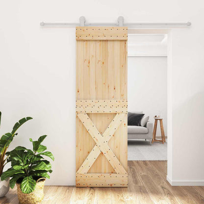 vidaXL Sliding Door Natural and White 70 x 210 cm Solid Pine Wood