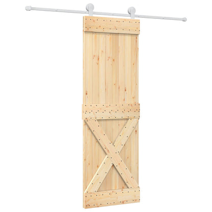 vidaXL Sliding Door Natural and White 70 x 210 cm Solid Pine Wood