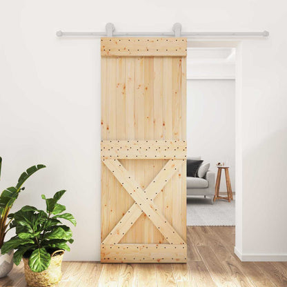 vidaXL Sliding Door Natural and White 80 x 210 cm Solid Pine Wood