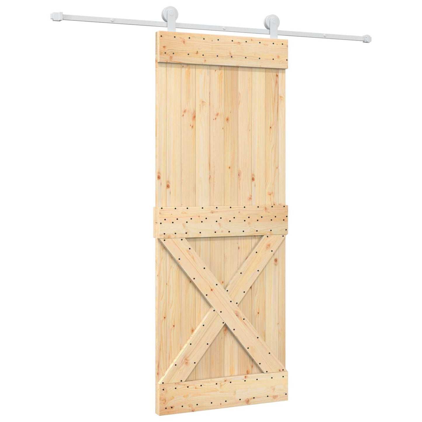 vidaXL Sliding Door Natural and White 80 x 210 cm Solid Pine Wood