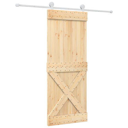 vidaXL Sliding Door Natural and White 80 x 210 cm Solid Pine Wood