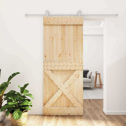vidaXL Sliding Door Natural and White 85 x 210 cm Solid Pine Wood