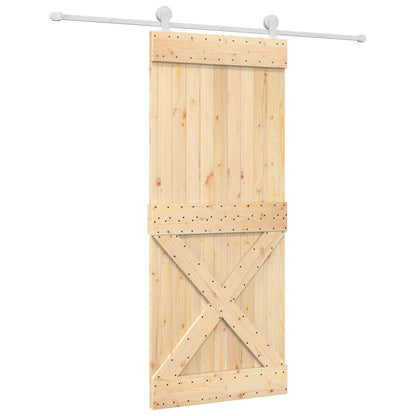 vidaXL Sliding Door Natural and White 85 x 210 cm Solid Pine Wood