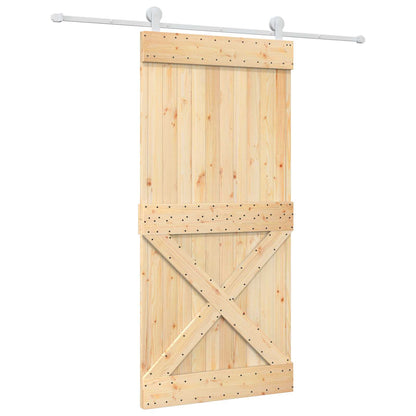 vidaXL Sliding Door Natural and White 95 x 210 cm Solid Pine Wood