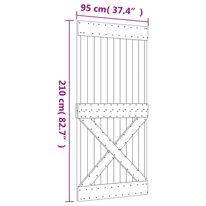 vidaXL Sliding Door Natural and White 95 x 210 cm Solid Pine Wood