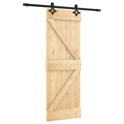 vidaXL Sliding Door Natural and Black 70 x 210 cm Solid Pine Wood