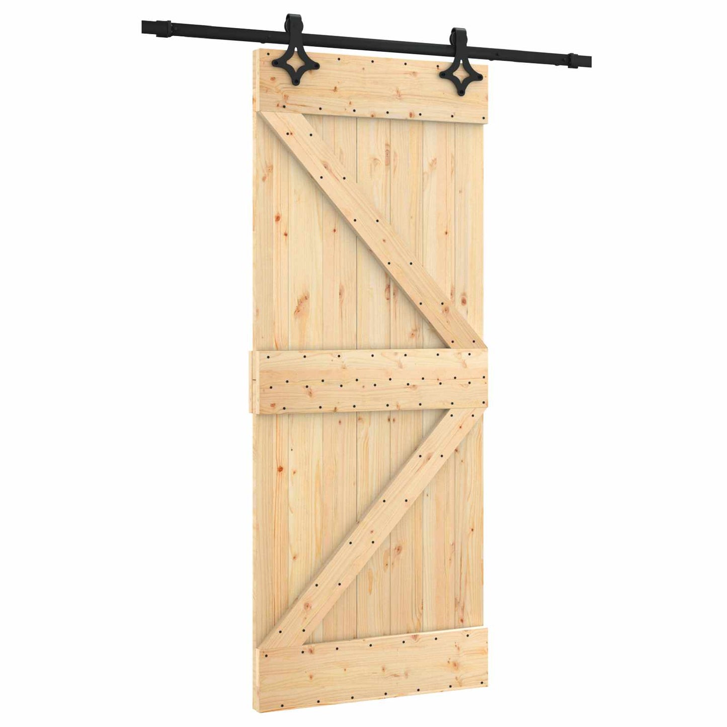 vidaXL Sliding Door Natural and Black 85 x 210 cm Solid Pine Wood