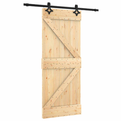 vidaXL Sliding Door Natural and Black 85 x 210 cm Solid Pine Wood