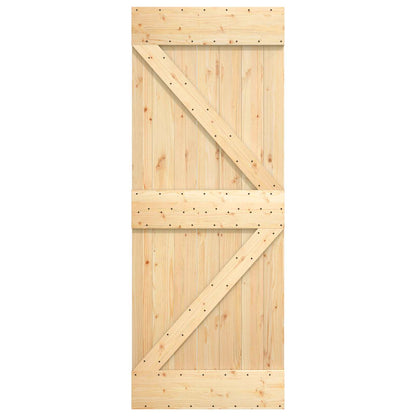 vidaXL Sliding Door Natural and Black 85 x 210 cm Solid Pine Wood
