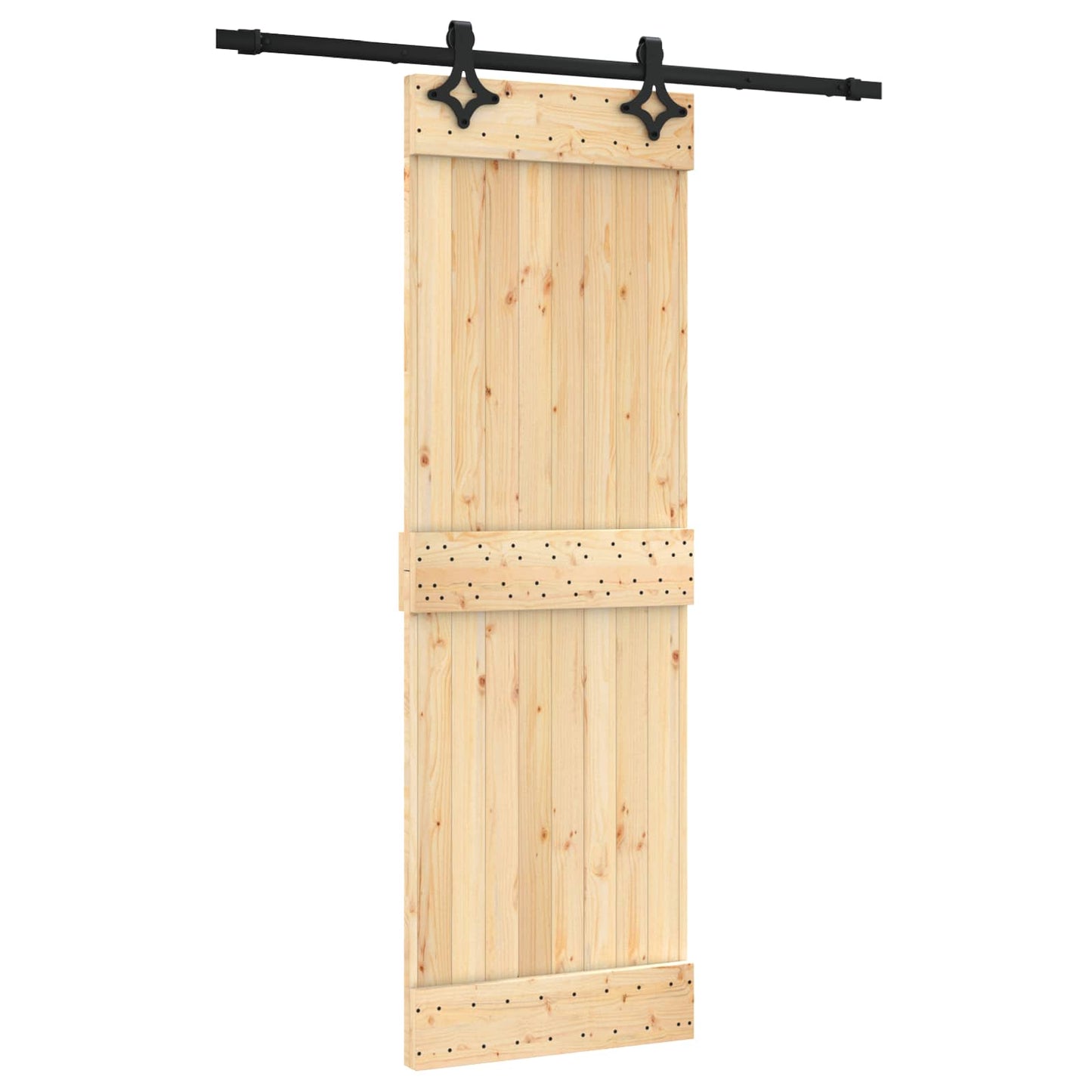 vidaXL Sliding Door Natural and Black 70 x 210 cm Solid Pine Wood