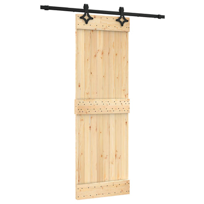 vidaXL Sliding Door Natural and Black 70 x 210 cm Solid Pine Wood