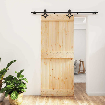 vidaXL Sliding Door Natural and Black 85 x 210 cm Solid Pine Wood