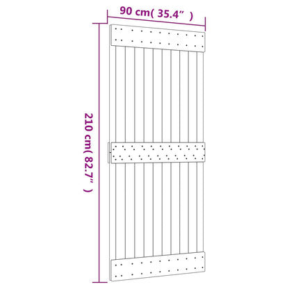 vidaXL Sliding Door Natural and Black 90 x 210 cm Solid Pine Wood