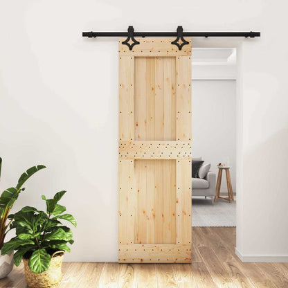 vidaXL Sliding Door Natural and Black 70 x 210 cm Solid Pine Wood