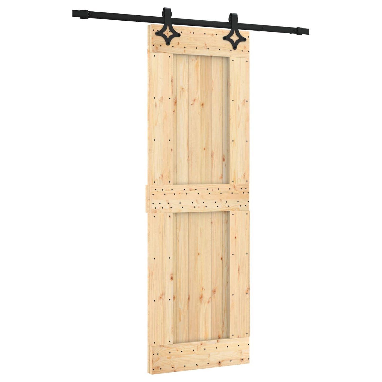 vidaXL Sliding Door Natural and Black 70 x 210 cm Solid Pine Wood