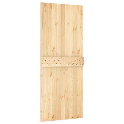 vidaXL Sliding Door Natural and Black 85 x 210 cm Solid Pine Wood