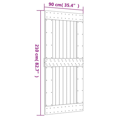 vidaXL Sliding Door Natural and Black Solid Pine Wood (Untreated)