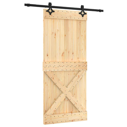 vidaXL Sliding Door Natural and Black 90 x 210 cm Solid Pine Wood