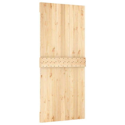 vidaXL Sliding Door Natural and Black 90 x 210 cm Solid Pine Wood