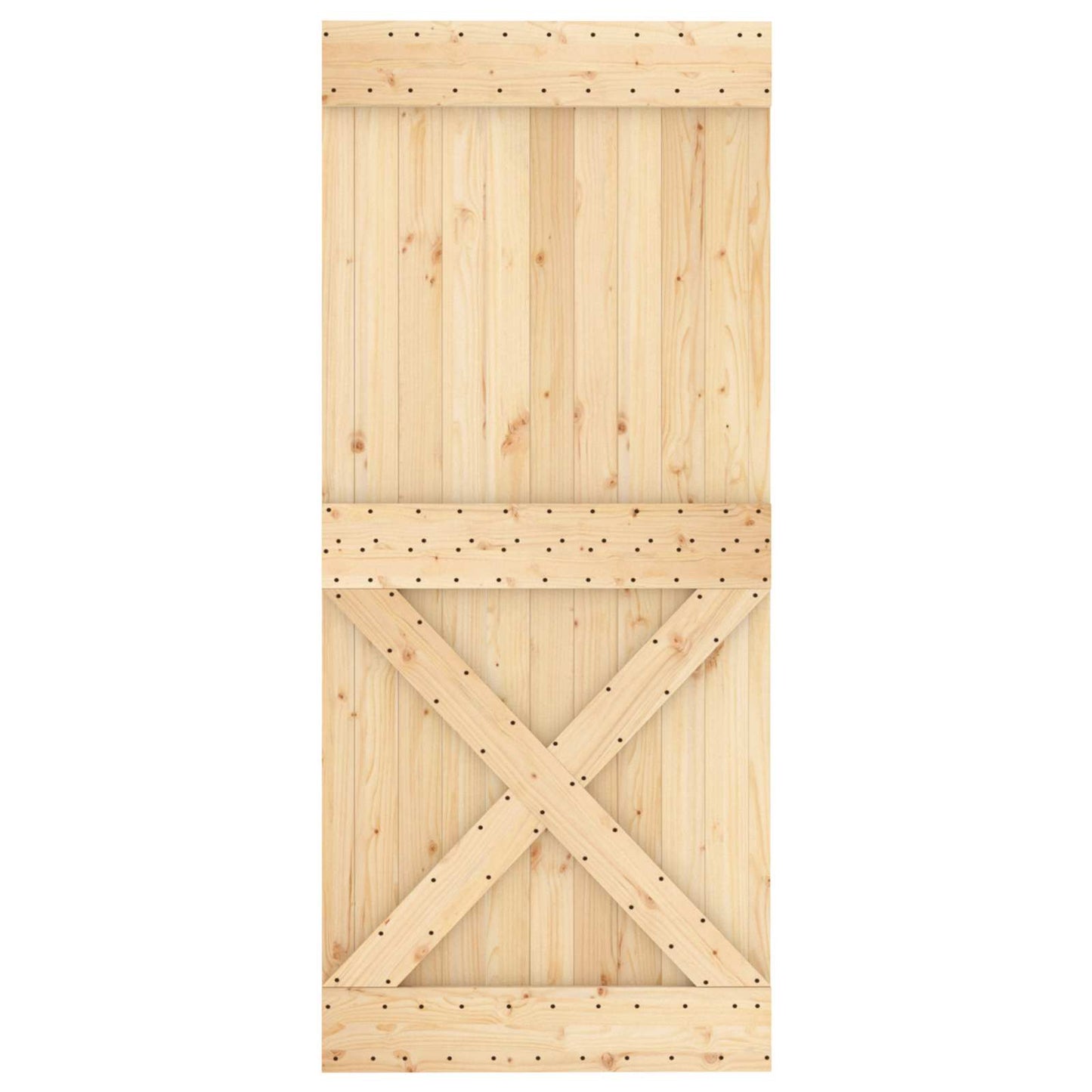 vidaXL Sliding Door Natural and Black 90 x 210 cm Solid Pine Wood
