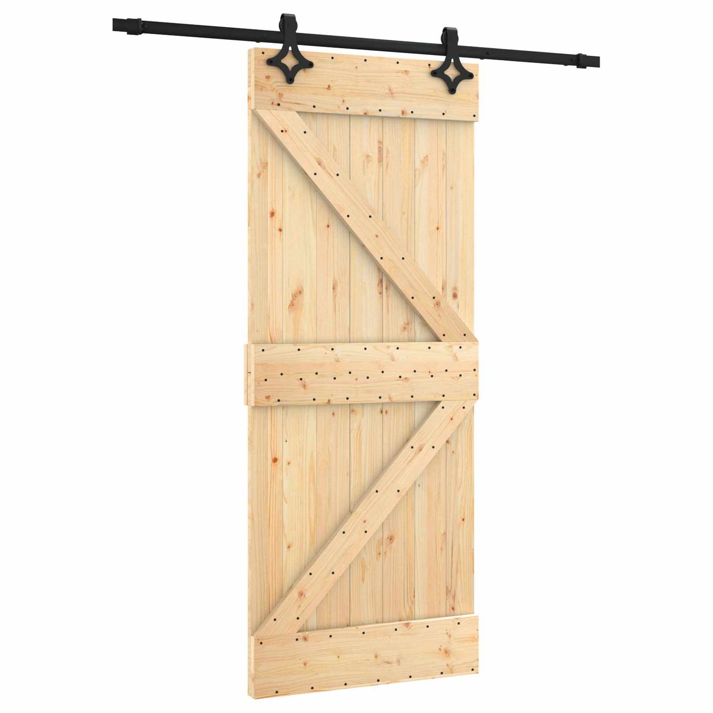 vidaXL Sliding Door Natural and Black 85 x 210 cm Solid Pine Wood