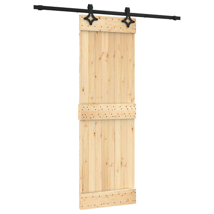 vidaXL Sliding Door Natural and Black 70 x 210 cm Solid Pine Wood
