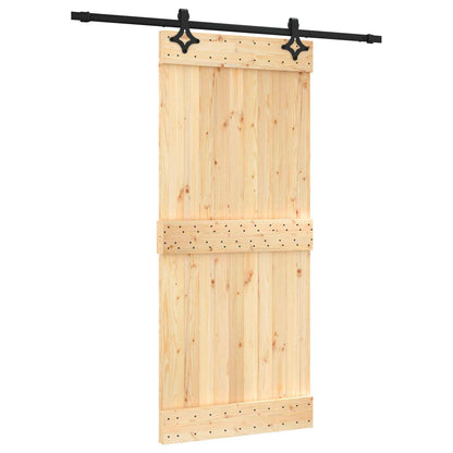 vidaXL Sliding Door Natural and Black 90 x 210 cm Solid Pine Wood