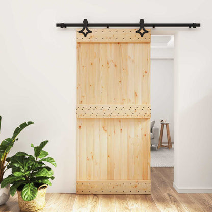vidaXL Sliding Door Natural and Black 95 x 210 cm Solid Pine Wood
