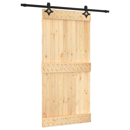 vidaXL Sliding Door Natural and Black 100 x 210 cm Solid Pine Wood