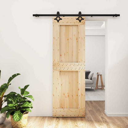 vidaXL Sliding Door Natural and Black 70 x 210 cm Solid Pine Wood