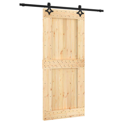 vidaXL Sliding Door Natural and Black 90 x 210 cm Solid Pine Wood