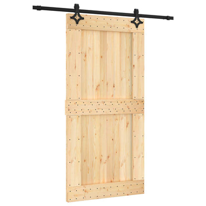 vidaXL Sliding Door Natural and Black 100 x 210 cm Solid Pine Wood