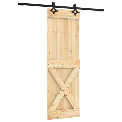 vidaXL Sliding Door Natural and Black 70 x 210 cm Solid Pine Wood