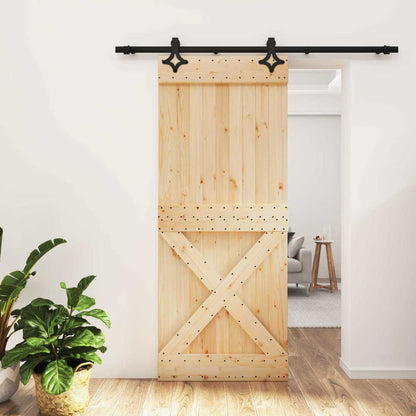 vidaXL Sliding Door Natural and Black 85 x 210 cm Solid Pine Wood
