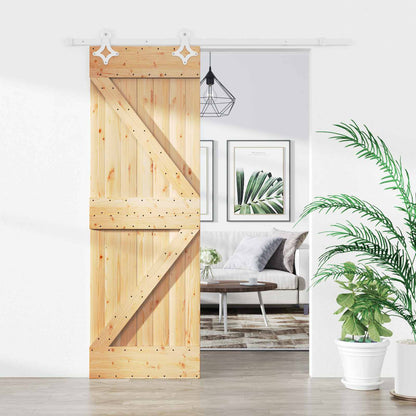 vidaXL Sliding Door Natural and White 70 x 210 cm Solid Pine Wood