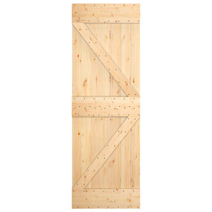 vidaXL Sliding Door Natural and White 70 x 210 cm Solid Pine Wood