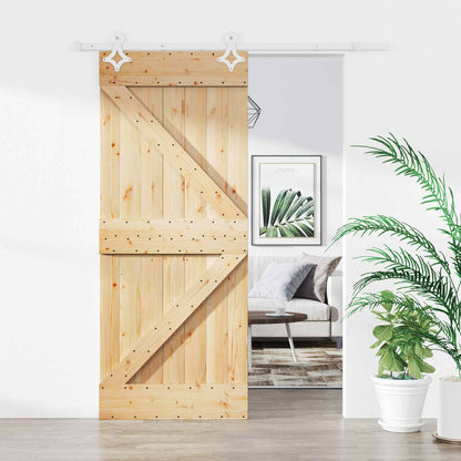 vidaXL Sliding Door Natural and White 85 x 210 cm Solid Pine Wood