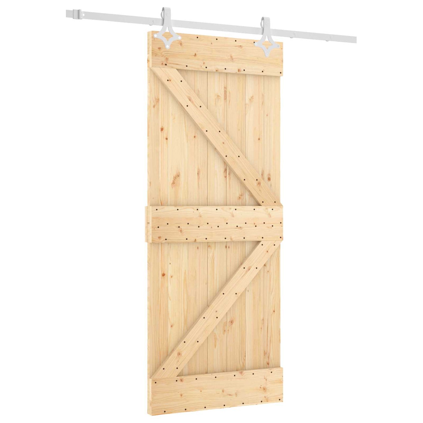 vidaXL Sliding Door Natural and White 85 x 210 cm Solid Pine Wood